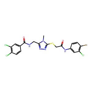 N-[[5-[2-(4-bromo-3-chloroanilino)-2-oxoethyl]sulfanyl-4-methyl-1,2,4-triazol-3-yl]methyl]-3,4-dichlorobenzamide structure