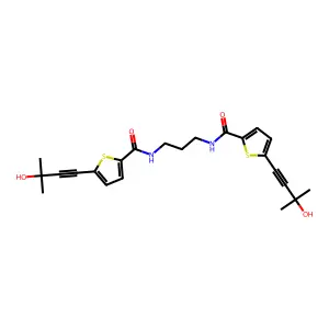 N,N'-propane-1,3-diylbis[5-(3-hydroxy-3-methylbut-1-yn-1-yl)thiophene-2-carboxamide] structure