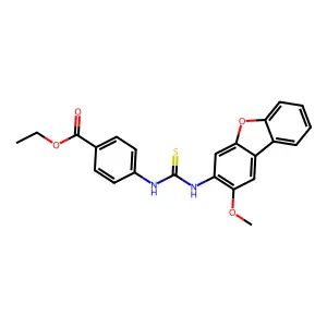 Ethyl 4-[(2-methoxydibenzofuran-3-yl)carbamothioylamino]benzoate structure
