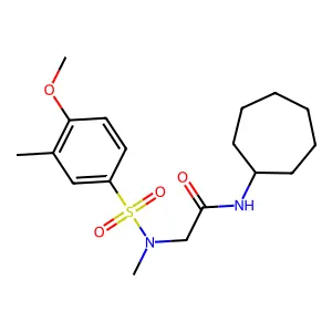 N-cycloheptyl-2-[(4-methoxy-3-methylphenyl)sulfonyl-methylamino]acetamide structure