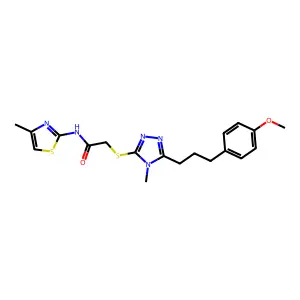 2-({5-[3-(4-methoxyphenyl)propyl]-4-methyl-4H-1,2,4-triazol-3-yl}sulfanyl)-N-(4-methyl-1,3-thiazol-2-yl)acetamide structure