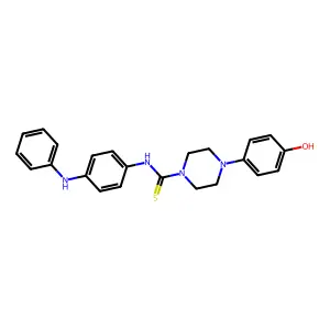 4-(4-hydroxyphenyl)-N-[4-(phenylamino)phenyl]piperazine-1-carbothioamide structure