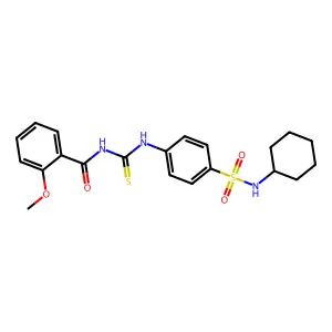 N-[({4-[(cyclohexylamino)sulfonyl]phenyl}amino)carbonothioyl]-2-methoxybenzamide structure