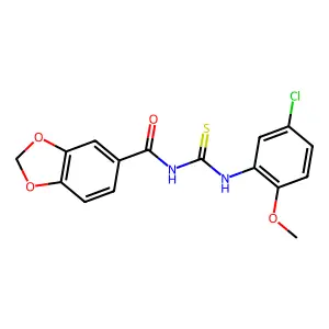 N-[(5-chloro-2-methoxyphenyl)carbamothioyl]-1,3-benzodioxole-5-carboxamide structure