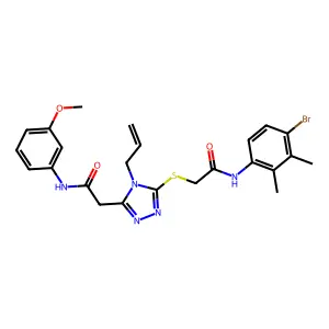 2-[5-({2-[(4-bromo-2,3-dimethylphenyl)amino]-2-oxoethyl}sulfanyl)-4-(prop-2-en-1-yl)-4H-1,2,4-triazol-3-yl]-N-(3-methoxyphenyl)acetamide structure
