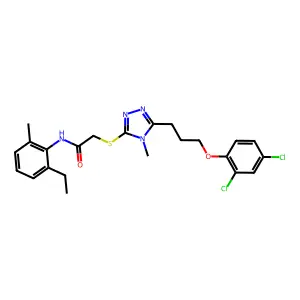2-[[5-[3-(2,4-dichlorophenoxy)propyl]-4-methyl-1,2,4-triazol-3-yl]sulfanyl]-N-(2-ethyl-6-methylphenyl)acetamide structure