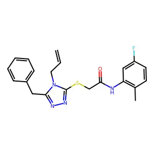 2-[(5-benzyl-4-prop-2-enyl-1,2,4-triazol-3-yl)sulfanyl]-N-(5-fluoro-2-methylphenyl)acetamide structure
