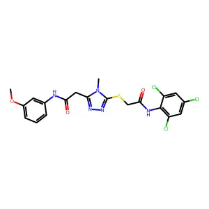 2-[(5-{2-[(3-methoxyphenyl)amino]-2-oxoethyl}-4-methyl-4H-1,2,4-triazol-3-yl)sulfanyl]-N-(2,4,6-trichlorophenyl)acetamide structure