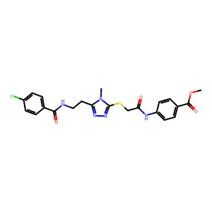 methyl 4-[({[5-(2-{[(4-chlorophenyl)carbonyl]amino}ethyl)-4-methyl-4H-1,2,4-triazol-3-yl]sulfanyl}acetyl)amino]benzoate structure