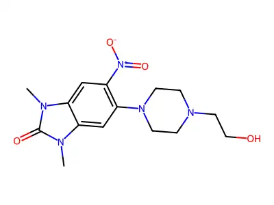5-[4-(2-Hydroxyethyl)piperazin-1-yl]-1,3-dimethyl-6-nitrobenzimidazol-2-one structure