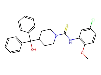 N-(5-chloro-2-methoxyphenyl)-4-[hydroxy(diphenyl)methyl]piperidine-1-carbothioamide structure
