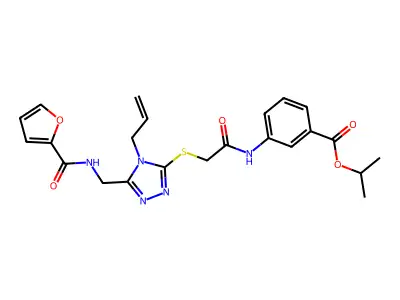 propan-2-yl 3-[({[5-{[(furan-2-ylcarbonyl)amino]methyl}-4-(prop-2-en-1-yl)-4H-1,2,4-triazol-3-yl]sulfanyl}acetyl)amino]benzoate structure