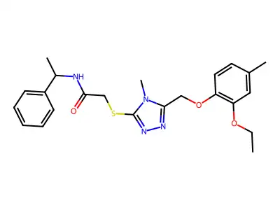 2-({5-[(2-ethoxy-4-methylphenoxy)methyl]-4-methyl-4H-1,2,4-triazol-3-yl}sulfanyl)-N-(1-phenylethyl)acetamide structure