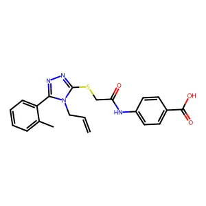 4-[({[5-(2-methylphenyl)-4-(prop-2-en-1-yl)-4H-1,2,4-triazol-3-yl]sulfanyl}acetyl)amino]benzoic acid structure