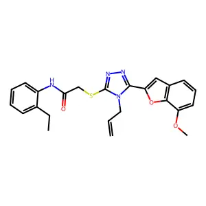 N-(2-ethylphenyl)-2-[[5-(7-methoxy-1-benzofuran-2-yl)-4-prop-2-enyl-1,2,4-triazol-3-yl]sulfanyl]acetamide structure