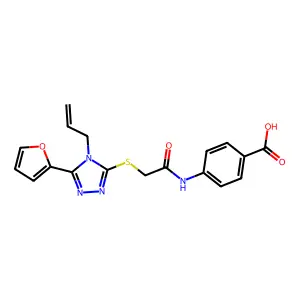 4-[({[5-(furan-2-yl)-4-(prop-2-en-1-yl)-4H-1,2,4-triazol-3-yl]sulfanyl}acetyl)amino]benzoic acid structure