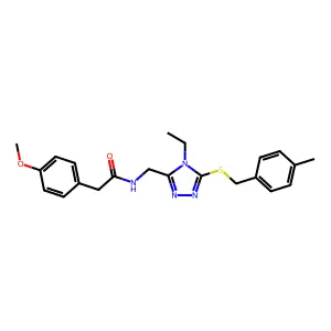 N-({4-ethyl-5-[(4-methylbenzyl)sulfanyl]-4H-1,2,4-triazol-3-yl}methyl)-2-(4-methoxyphenyl)acetamide structure