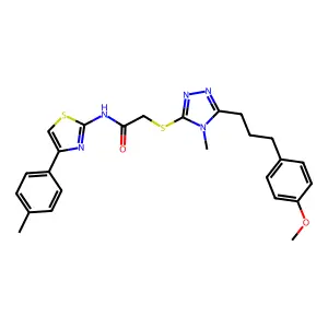 2-({5-[3-(4-methoxyphenyl)propyl]-4-methyl-4H-1,2,4-triazol-3-yl}sulfanyl)-N-[4-(4-methylphenyl)-1,3-thiazol-2-yl]acetamide structure