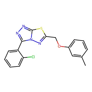 3-(2-chlorophenyl)-6-[(3-methylphenoxy)methyl]-[1,2,4]triazolo[3,4-b][1,3,4]thiadiazole structure