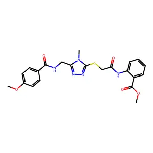 methyl 2-[({[5-({[(4-methoxyphenyl)carbonyl]amino}methyl)-4-methyl-4H-1,2,4-triazol-3-yl]sulfanyl}acetyl)amino]benzoate structure