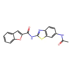 N-[6-(acetylamino)-1,3-benzothiazol-2-yl]-1-benzofuran-2-carboxamide structure