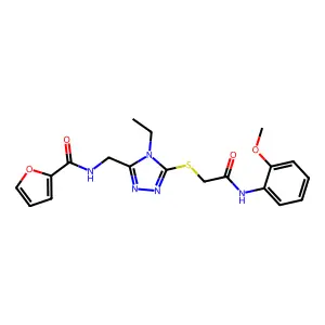 N-[[4-ethyl-5-[2-(2-methoxyanilino)-2-oxoethyl]sulfanyl-1,2,4-triazol-3-yl]methyl]furan-2-carboxamide structure