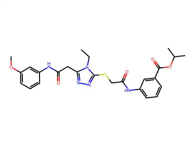 propan-2-yl 3-({[(4-ethyl-5-{2-[(3-methoxyphenyl)amino]-2-oxoethyl}-4H-1,2,4-triazol-3-yl)sulfanyl]acetyl}amino)benzoate structure