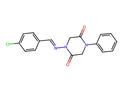 1-[(4-Chlorophenyl)methylideneamino]-4-phenylpiperazine-2,5-dione structure