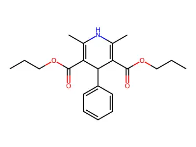 Dipropyl 2,6-dimethyl-4-phenyl-1,4-dihydropyridine-3,5-dicarboxylate structure