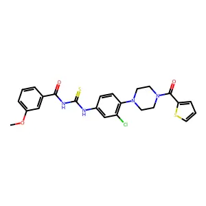 N-[[3-chloro-4-[4-(thiophene-2-carbonyl)piperazin-1-yl]phenyl]carbamothioyl]-3-methoxybenzamide structure