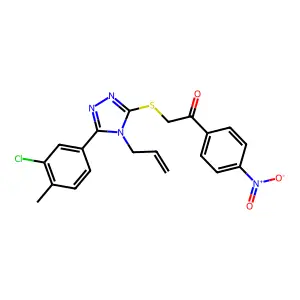 2-[[5-(3-chloro-4-methylphenyl)-4-prop-2-enyl-1,2,4-triazol-3-yl]sulfanyl]-1-(4-nitrophenyl)ethanone structure