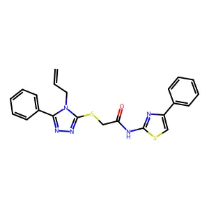 2-[(5-phenyl-4-prop-2-enyl-1,2,4-triazol-3-yl)sulfanyl]-N-(4-phenyl-1,3-thiazol-2-yl)acetamide structure