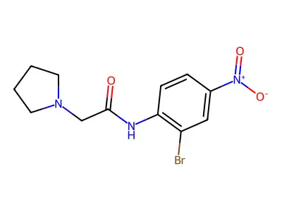 N-(2-bromo-4-nitrophenyl)-2-pyrrolidin-1-ylacetamide structure