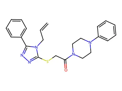 1-(4-phenylpiperazin-1-yl)-2-[(5-phenyl-4-prop-2-enyl-1,2,4-triazol-3-yl)sulfanyl]ethanone structure