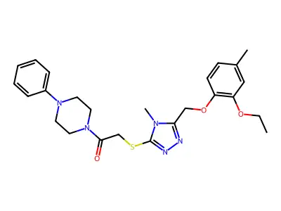 2-({5-[(2-ethoxy-4-methylphenoxy)methyl]-4-methyl-4H-1,2,4-triazol-3-yl}sulfanyl)-1-(4-phenylpiperazin-1-yl)ethanone structure