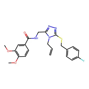 N-({5-[(4-fluorobenzyl)sulfanyl]-4-(prop-2-en-1-yl)-4H-1,2,4-triazol-3-yl}methyl)-3,4-dimethoxybenzamide structure
