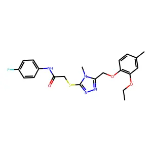 2-({5-[(2-ethoxy-4-methylphenoxy)methyl]-4-methyl-4H-1,2,4-triazol-3-yl}sulfanyl)-N-(4-fluorophenyl)acetamide structure