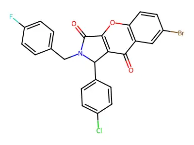 7-bromo-1-(4-chlorophenyl)-2-[(4-fluorophenyl)methyl]-1H-chromeno[2,3-c]pyrrole-3,9-dione structure