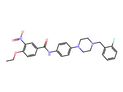 4-ethoxy-N-[4-[4-[(2-fluorophenyl)methyl]piperazin-1-yl]phenyl]-3-nitrobenzamide structure