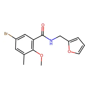 5-bromo-N-(furan-2-ylmethyl)-2-methoxy-3-methylbenzamide structure