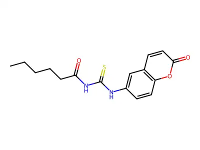 N-[(2-oxochromen-6-yl)carbamothioyl]hexanamide structure
