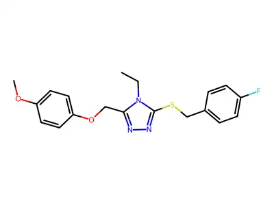 4-ethyl-3-[(4-fluorophenyl)methylsulfanyl]-5-[(4-methoxyphenoxy)methyl]-1,2,4-triazole structure