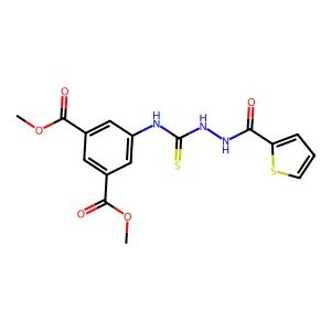 dimethyl 5-(2-(thiophene-2-carbonyl)hydrazinecarbothioamido)isophthalate structure