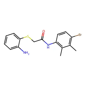 2-(2-aminophenyl)sulfanyl-N-(4-bromo-2,3-dimethylphenyl)acetamide structure