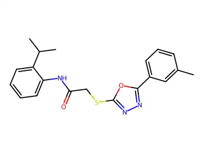 2-[[5-(3-methylphenyl)-1,3,4-oxadiazol-2-yl]sulfanyl]-N-(2-propan-2-ylphenyl)acetamide structure