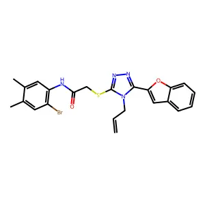 2-[[5-(1-benzofuran-2-yl)-4-prop-2-enyl-1,2,4-triazol-3-yl]sulfanyl]-N-(2-bromo-4,5-dimethylphenyl)acetamide structure