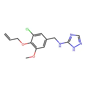 N-[(3-chloro-5-methoxy-4-prop-2-enoxyphenyl)methyl]-1H-1,2,4-triazol-5-amine structure