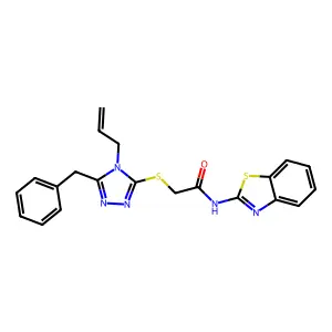 N-(1,3-benzothiazol-2-yl)-2-[(5-benzyl-4-prop-2-enyl-1,2,4-triazol-3-yl)sulfanyl]acetamide structure