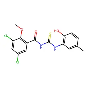 3,5-dichloro-N-[(2-hydroxy-5-methylphenyl)carbamothioyl]-2-methoxybenzamide structure
