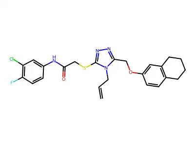 N-(3-chloro-4-fluorophenyl)-2-({4-(prop-2-en-1-yl)-5-[(5,6,7,8-tetrahydronaphthalen-2-yloxy)methyl]-4H-1,2,4-triazol-3-yl}sulfanyl)acetamide structure